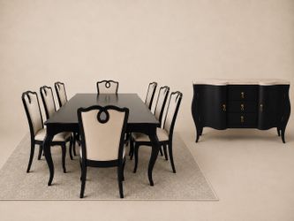 Luxury Dining Room Set – Table, 8 Chairs, Buffet & Rug