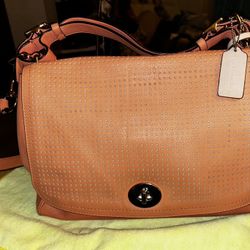 COACH Perforated Leather Penny Shoulder Purse