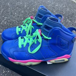 Nike Air Jordan 6 Retro Game Royal 2014 GS Shoes Blue Size 6y Youth 543390-439