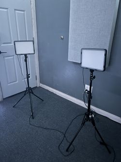 LED Video Panel Light Kit w/ Stands (2 Lights) ā Adjustable Warm & Cool Lighting