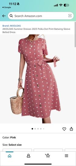 Pink Polka Dot Belted Dress