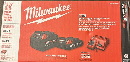 M18 18-Volt Lithium-Ion Starter Kit with One 5.0 Ah and One 2.0 Ah Battery and Charger