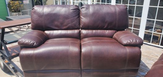 High Quality Brown Leather Couch And Love Seat Set Loveseat 