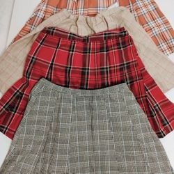 Girls Plaid Pleated Skirts Lot of 4 Multicolor Short Casual School