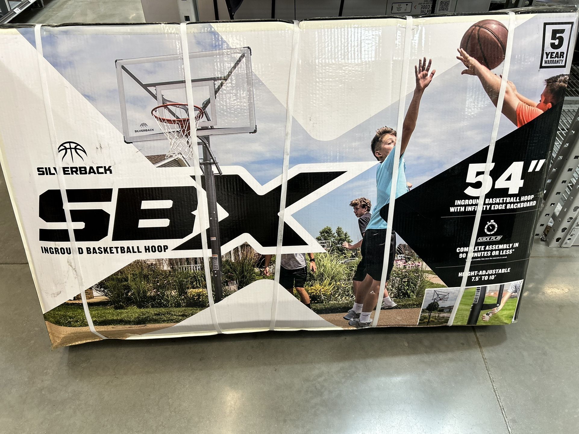 Silverback SBX 54" In-Ground Basketball Hoop with Adjustable-Height Backboard