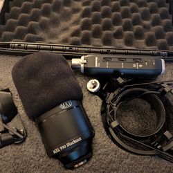 MXL 990 Blackout Condenser Microphone With A Shure X2u PC Adapter And Case