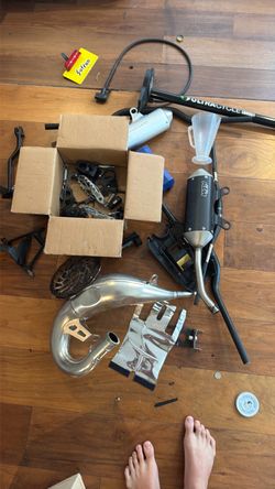 Assortment of dirtbike parts