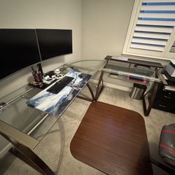 Glass L Desk