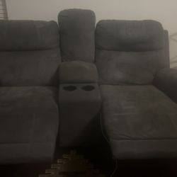 Love Seat Recliners With Center Storage And Cup Holder
