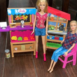 Barbie Doll 2 Farm Stands Plus Dolls!