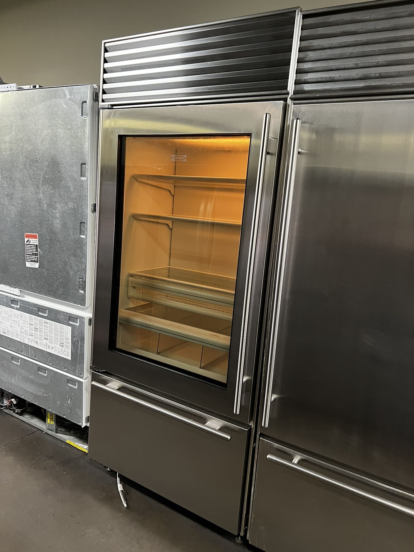 Sub Zero 36”Wide Built In Bottom Freezer Glass View Refrigerator