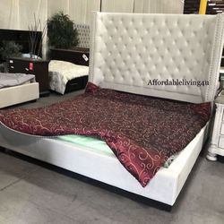 Beige Cal King Wingback Bed Brand New In Box