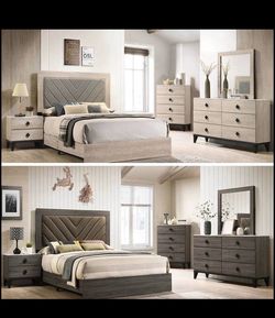 4- Pc Bedroom set Dresser,Mirror  Nightstand (1) Queen size bed frame  Not including Mattress and Box Sp