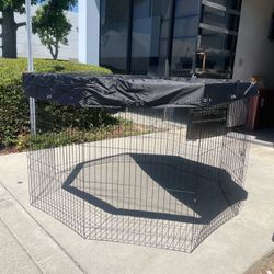 36” Tall Dog Playpen With Cover Dog Run, Dog Cage 8 Panels Fence with Door