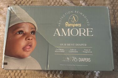 New Pampers Amore Hypoallergenic & Fragrance Free Baby Diaper Size Newborn (Up to 10 lbs), 76 Count