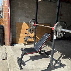 Gym bench and squat set with weights(free lifting belt)