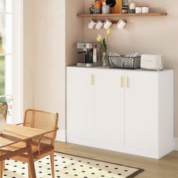 Buffet Cabinet with Storage, Accent Storage Cabinet with Doors and Shelves, Wood Coffee Bar Sideboard Console Table for Kitchen Living Room Entryway H