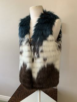 Blue white brown vest