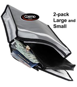 Fireproof Document Bags - Fireproof Bags Combo - Waterproof and Fireproof Money Bag - Fireproof Safe Storage Pouch with Zipper - Large and Small Doc