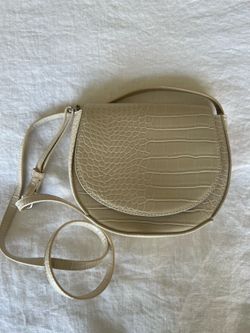 Cream faux snake print crossbody bag