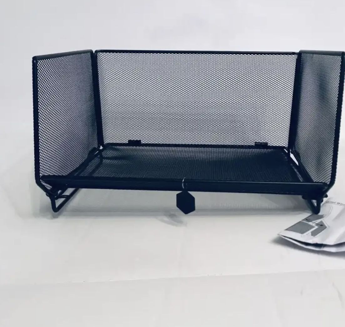 New Folding Black Mesh Metal Storage Bin Kitchen Produce Pantry 14 x 12 x 8”