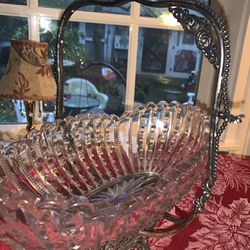 Victorian Brides Basket With Glass Bowl