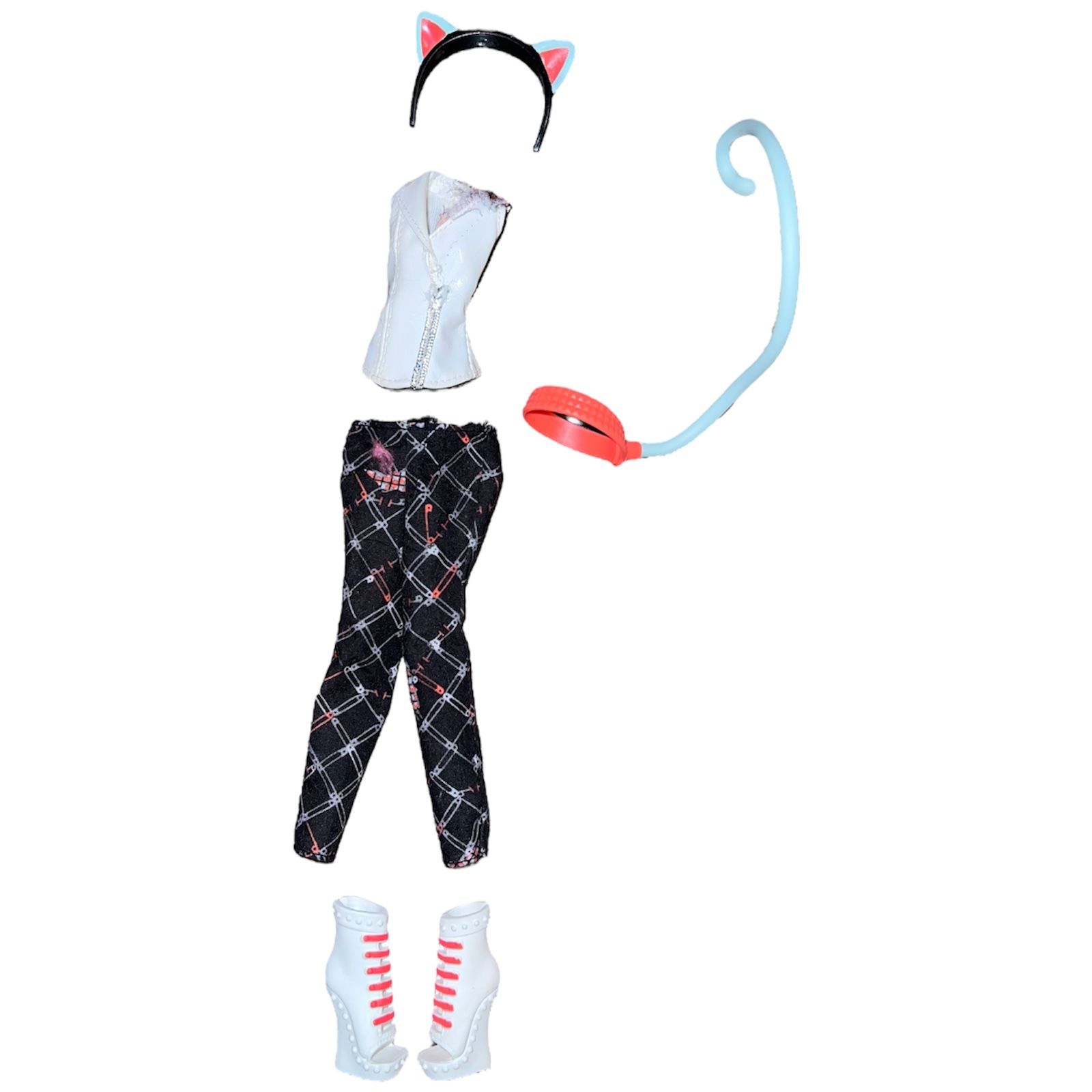 Monster High freaky fusion Scarah Screams Pants Top Shoes Tail Ears replacement