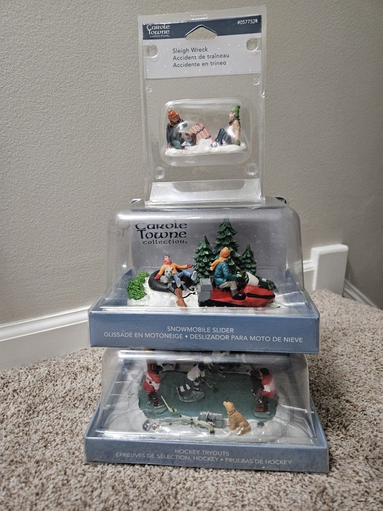 Carole Towne Retired Trio β Hockey Tryouts, Snowmobile Slider & Sleigh Wreck