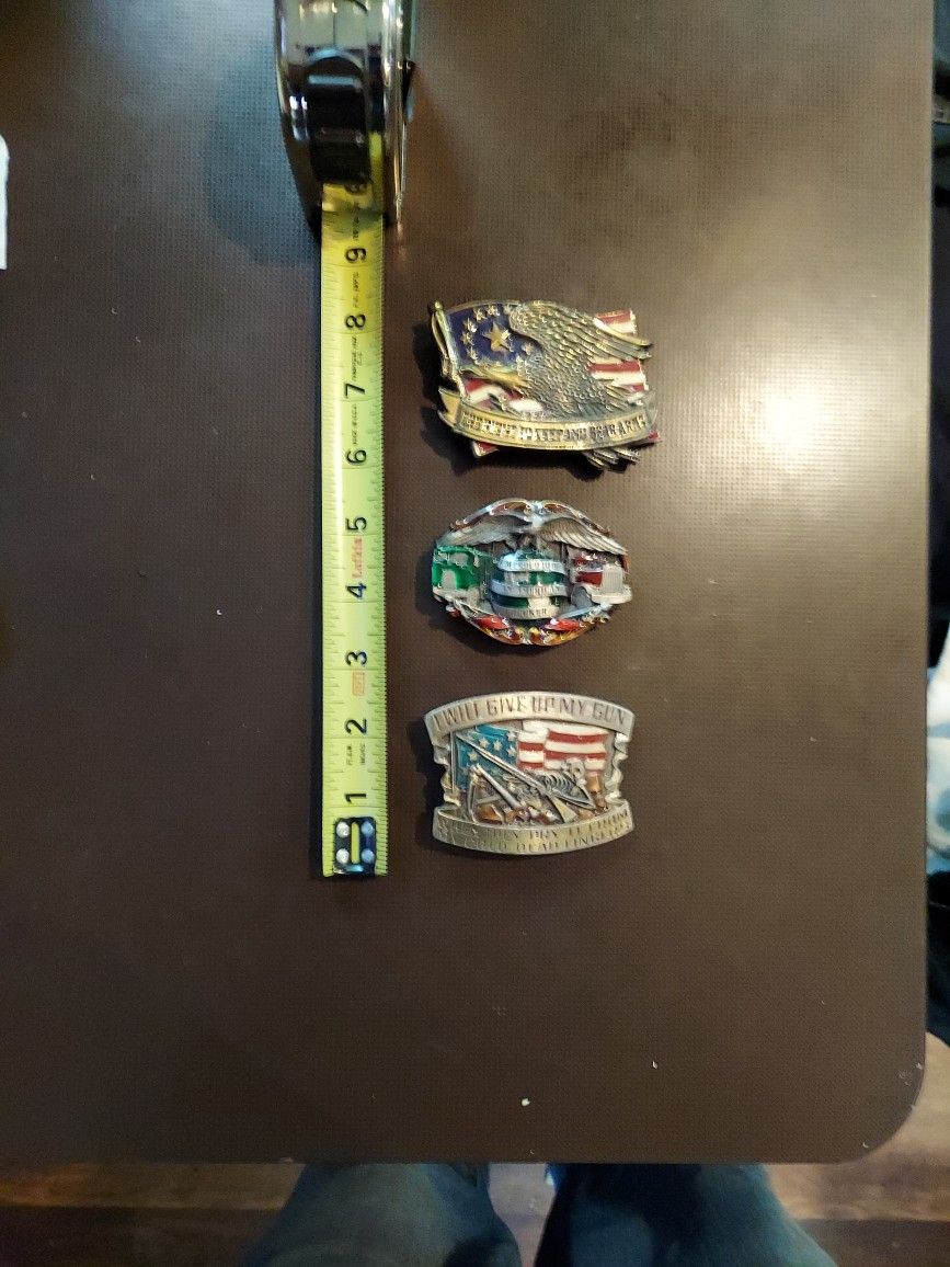 3 Patriotic Belt Buckles