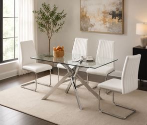 NEW DINING TABLE GLASS TOP CHROME LEGS 55x30