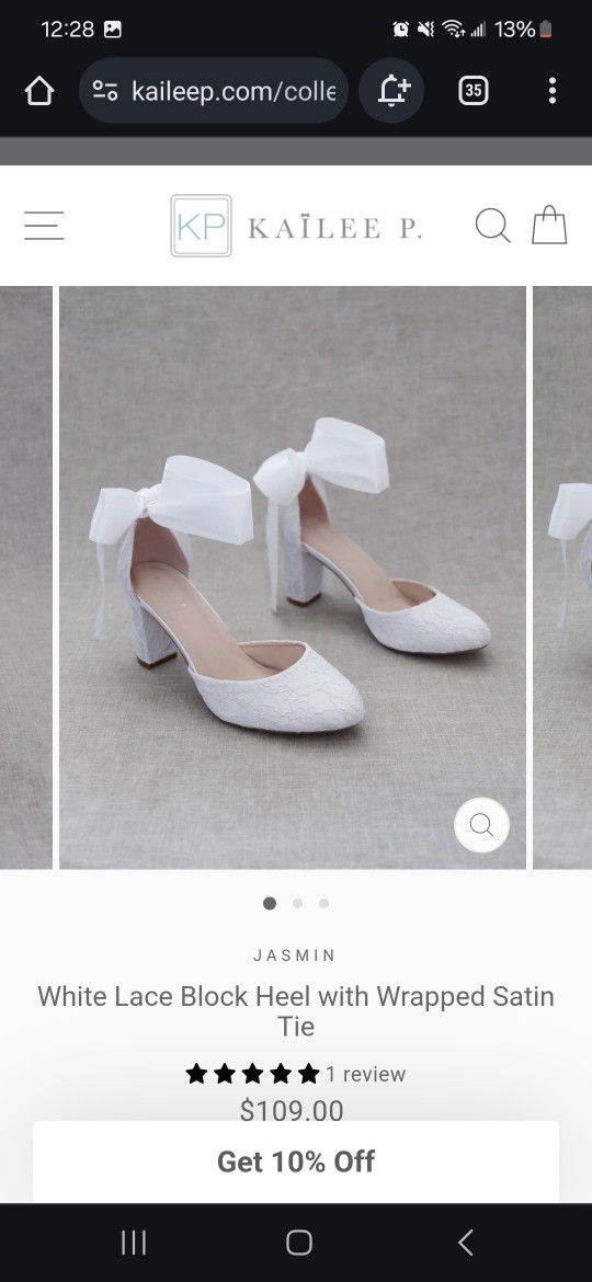 Kailee P. Lace Wedding Heels With Ribbon Ties