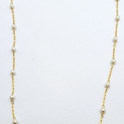 Pearl Necklace 18 inches Pearl Brads Link chain