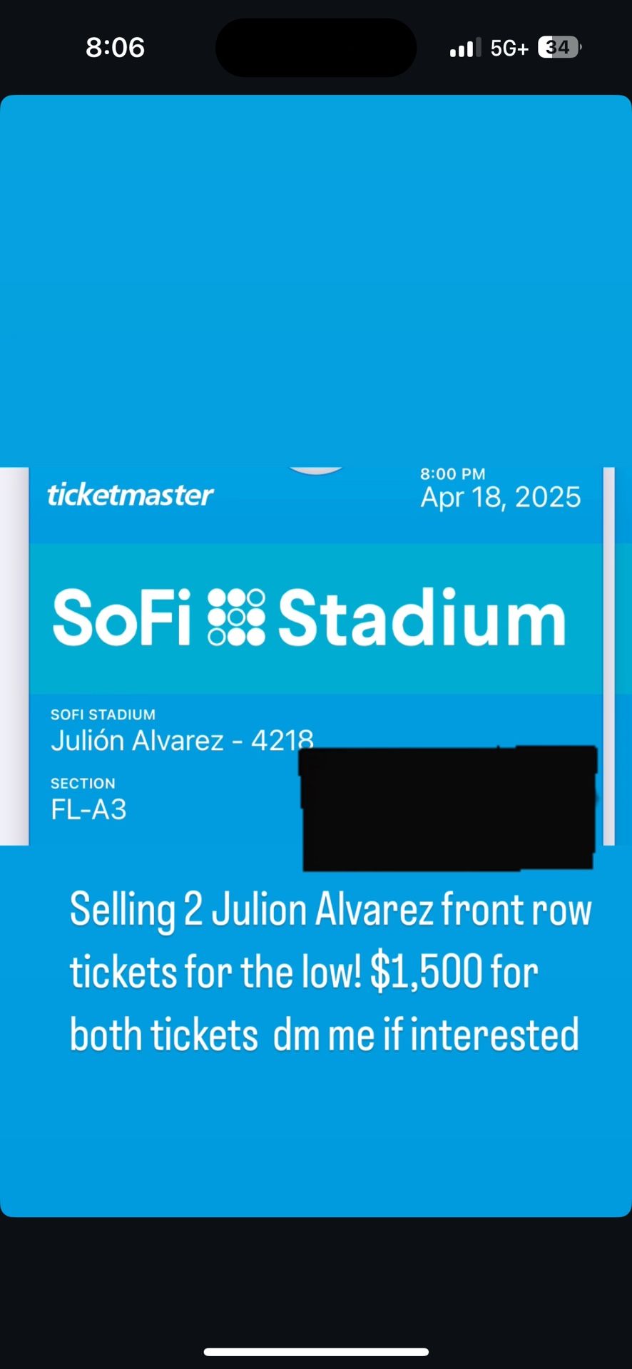 Julion Alvarez 4/18 Tickets Row 5