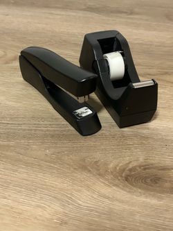 Black Stapler and Tape Dispenser Set