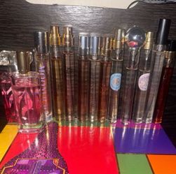 Travel perfume lot of 13 YSL Burberry  Nanette Lepore Tory Burch Ariana Grande Giorgio Armani Gucci Donna Karan