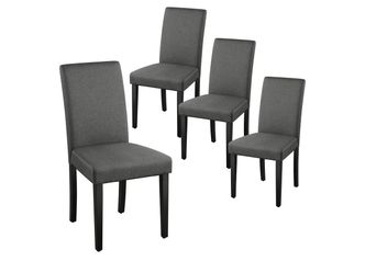 Dining Chairs Set of 4 Fabric Parson Upholstered Kitchen Chairs with Padded Seat and Solid Wood Legs for Dining Room/Restaurant, Armless Design, Dark 