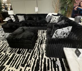 Onyx Corduroy 4-Piece Chaise Sectional Comfy Couch Sofá Cómodo