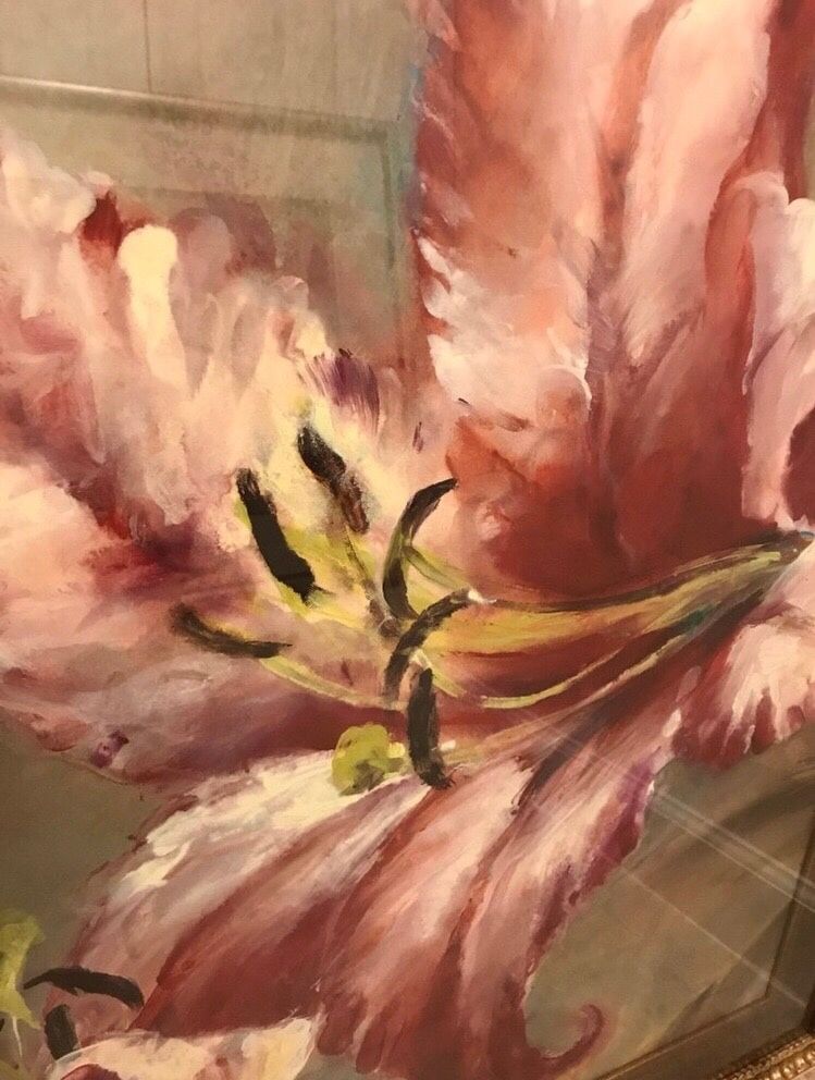 Wall Decor - Framed Lily Painting - Flower Art