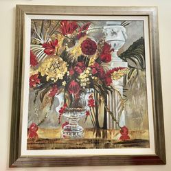 D. Carney Floral Oil Painting – Large Statement Art (Excellent Condition)