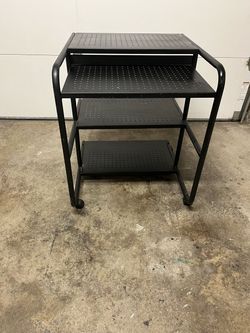 Black Metal Rolling Computer or Utility Cart