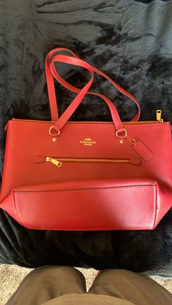 Coach Red Leather Tote Bag