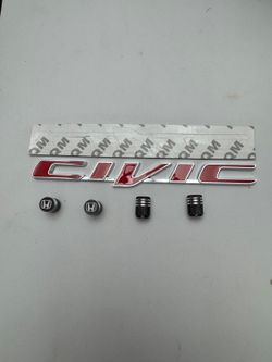 Honda civic red emblem with Honda valve caps