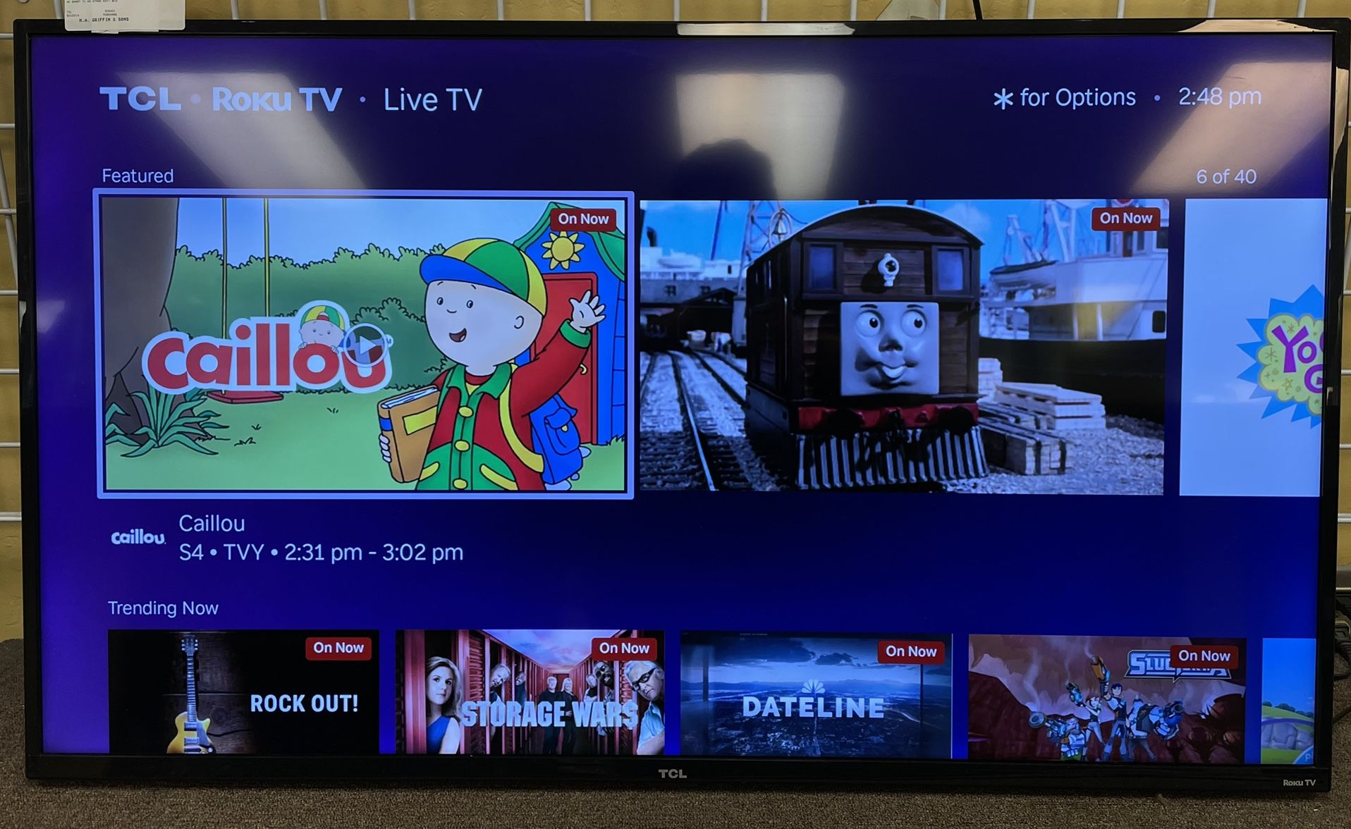 TCL 50” 4K Roku Smart Tv (No Stand)