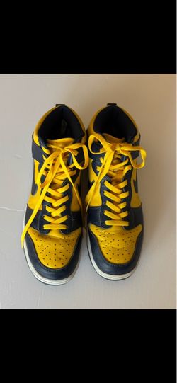 NIKE; BLUE AND YELLOW HIGH-TOP SNEAKERS SIZE 11