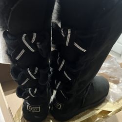 UGG Australia Amelie Tall Triple Bow With Swarovski Crystals 