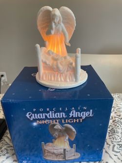White Porcelain Guardian Angel Figurine