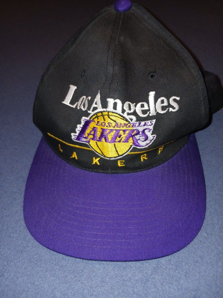 Hat: Vintage 90s Los Angeles Lakers Snapback Twins Black And Purple