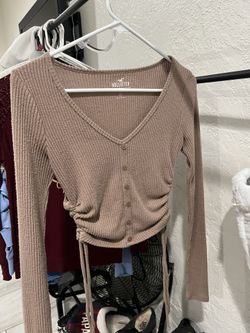 Brown Long Sleeve Crop Top 