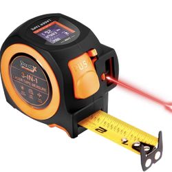 3-in-1 Laser Tape Measure, 197ft Laser Distance Meter, 16ft Digital Tape Measure, Digital Level, Pythagorean/Area/Volume, Rechargeable, Ft/Ft+in/in/M 