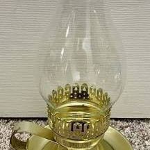 Plated Brass Candle Holder Clear Glass Freestanding Lamp With Handle Home Decoration Accent